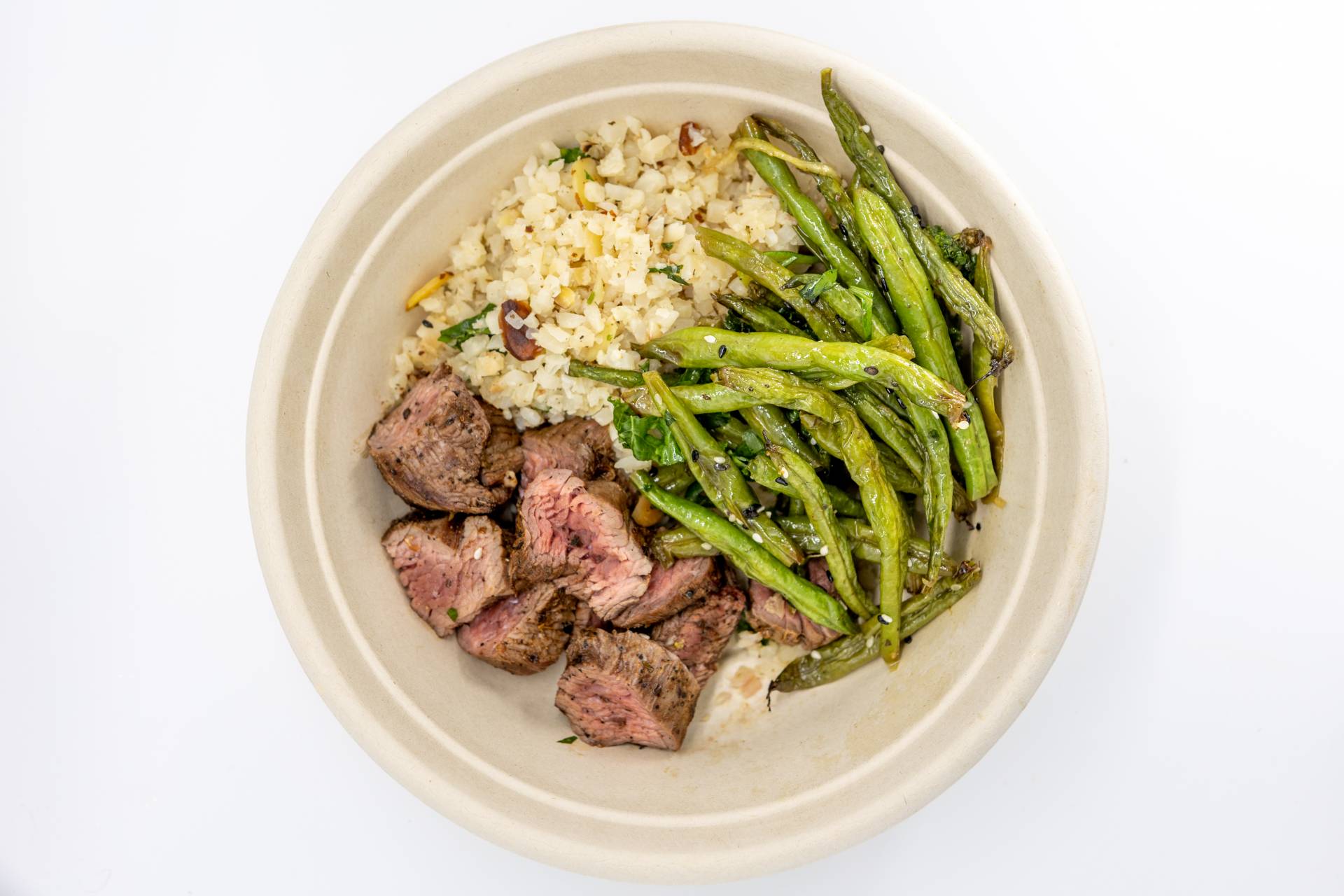 Herb Grilled Steak Cauliflower Rice & Green Beans