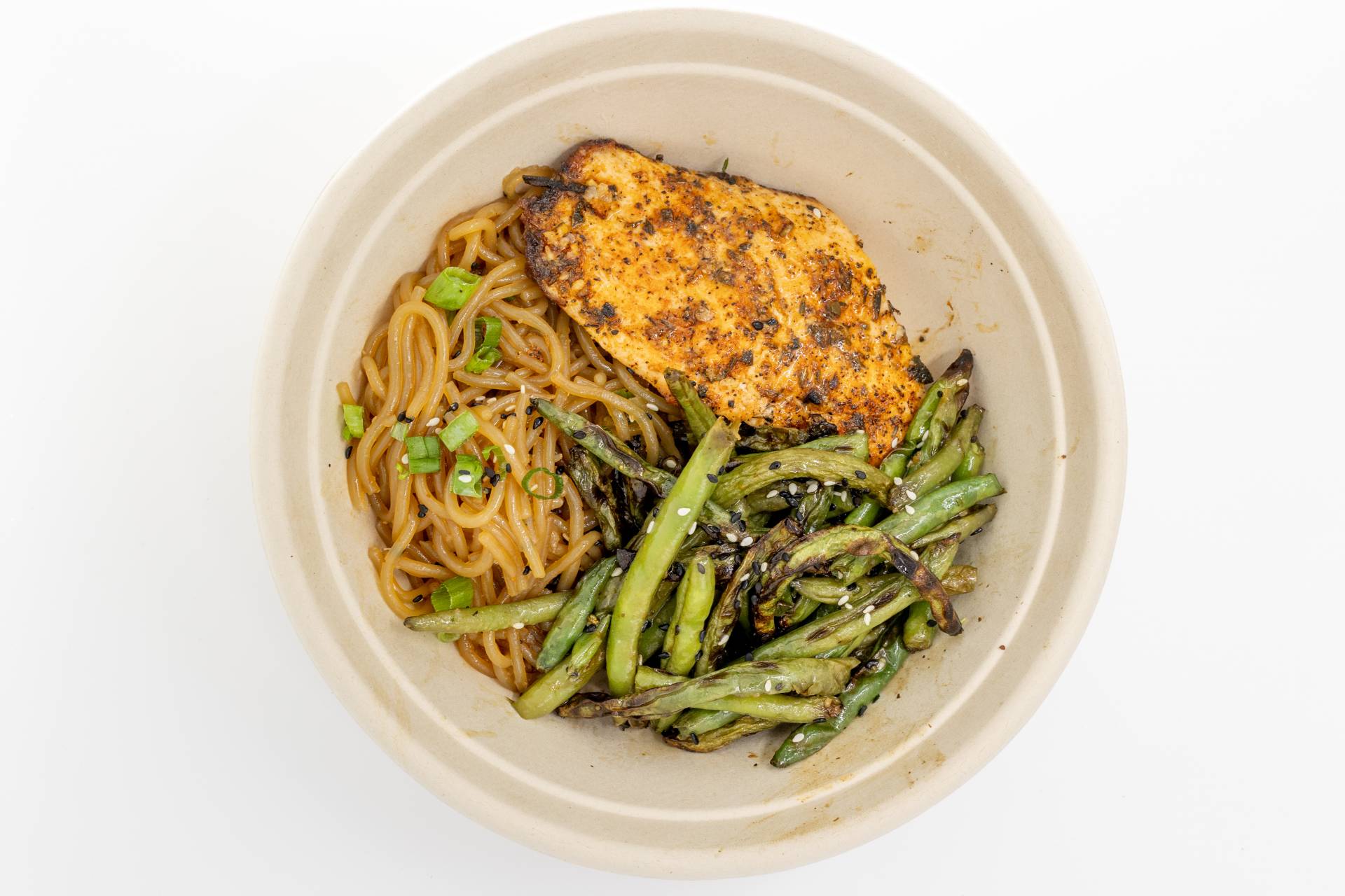 Roasted Salmon Sweet Potato Noodles & Green Beans