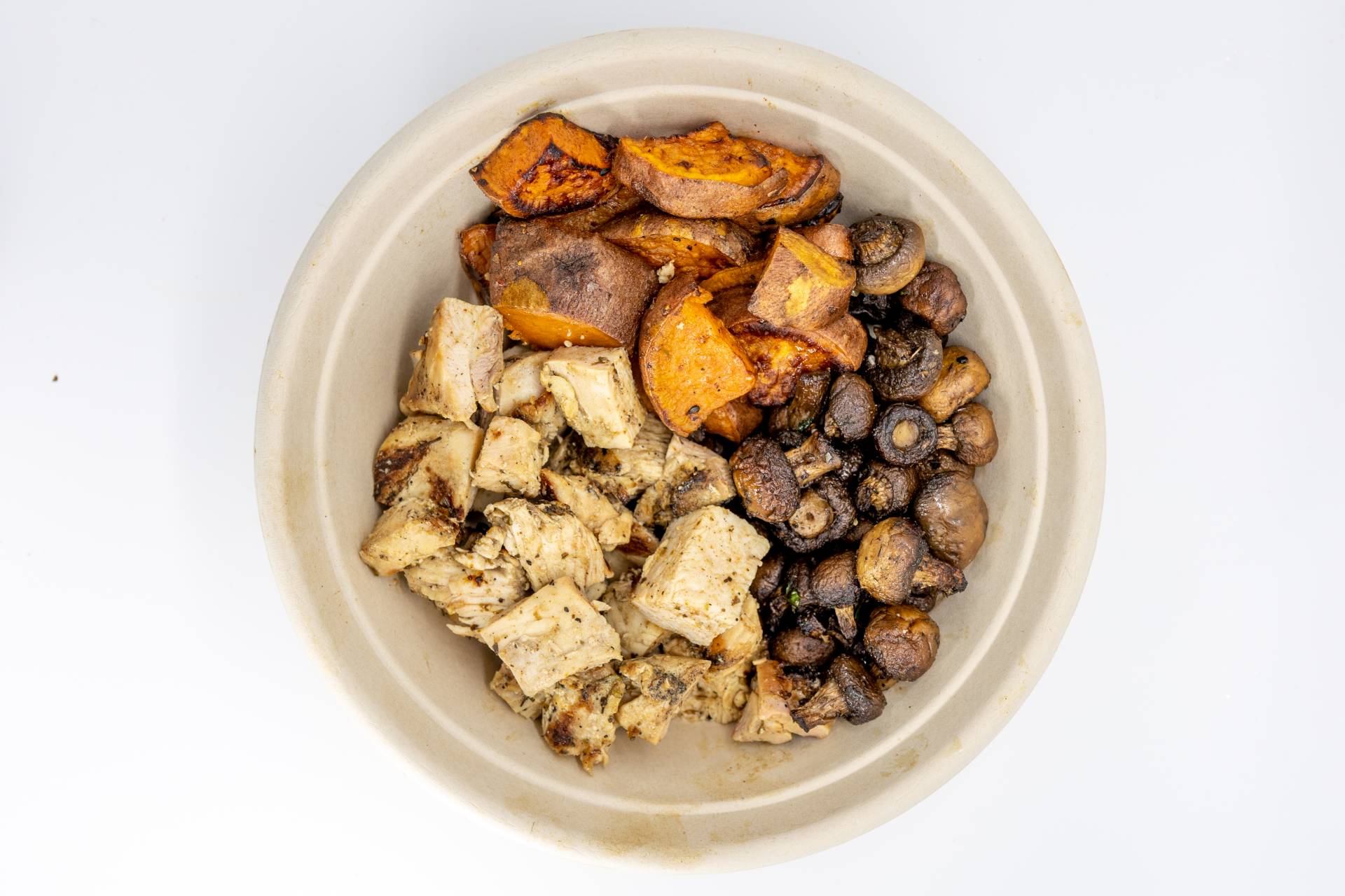 BBQ Chicken Roasted Sweet Potatoes & Roasted Mushrooms